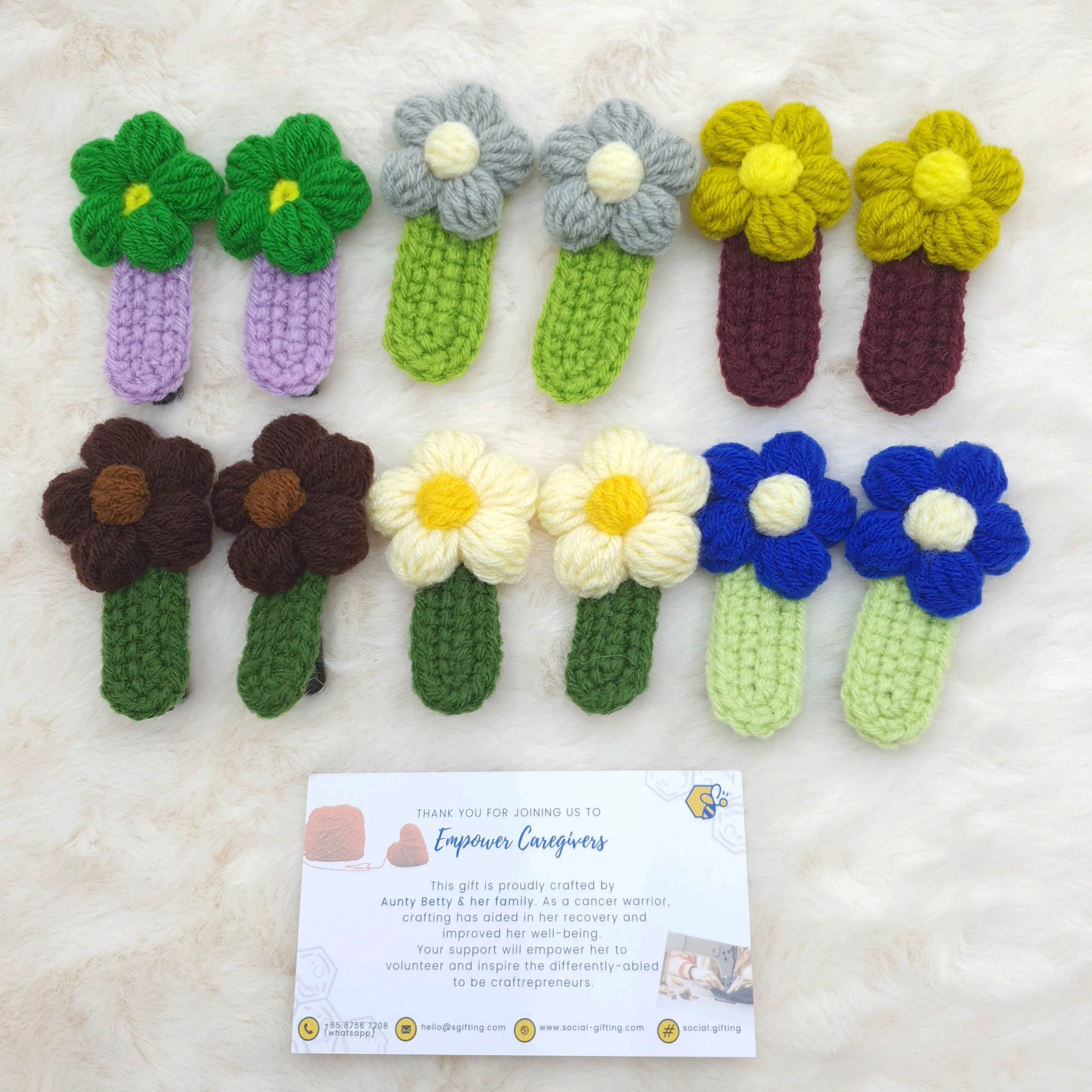 Hand-Crocheted Flower Hair Clips