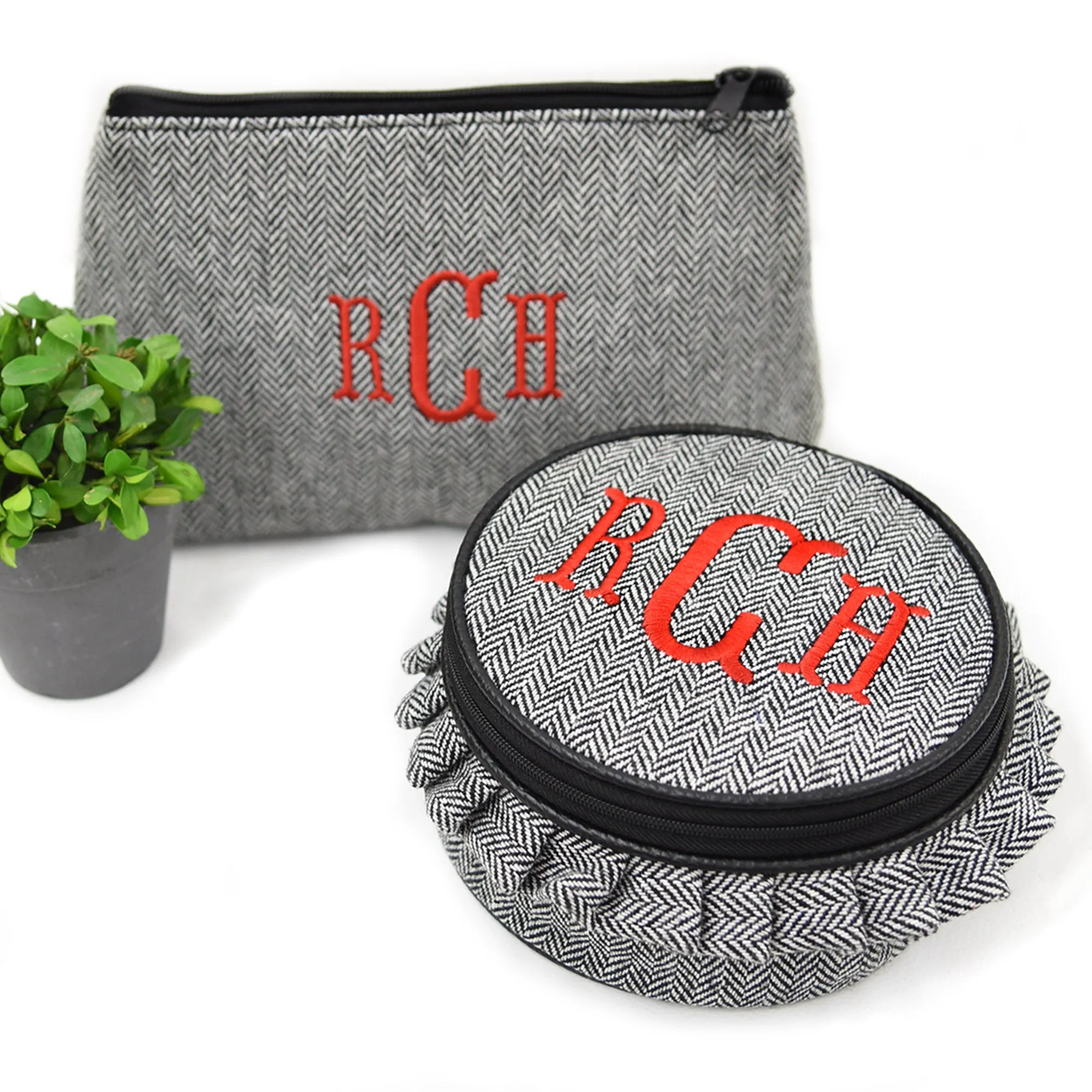 Herringbone Cosmetic Zip Pouch