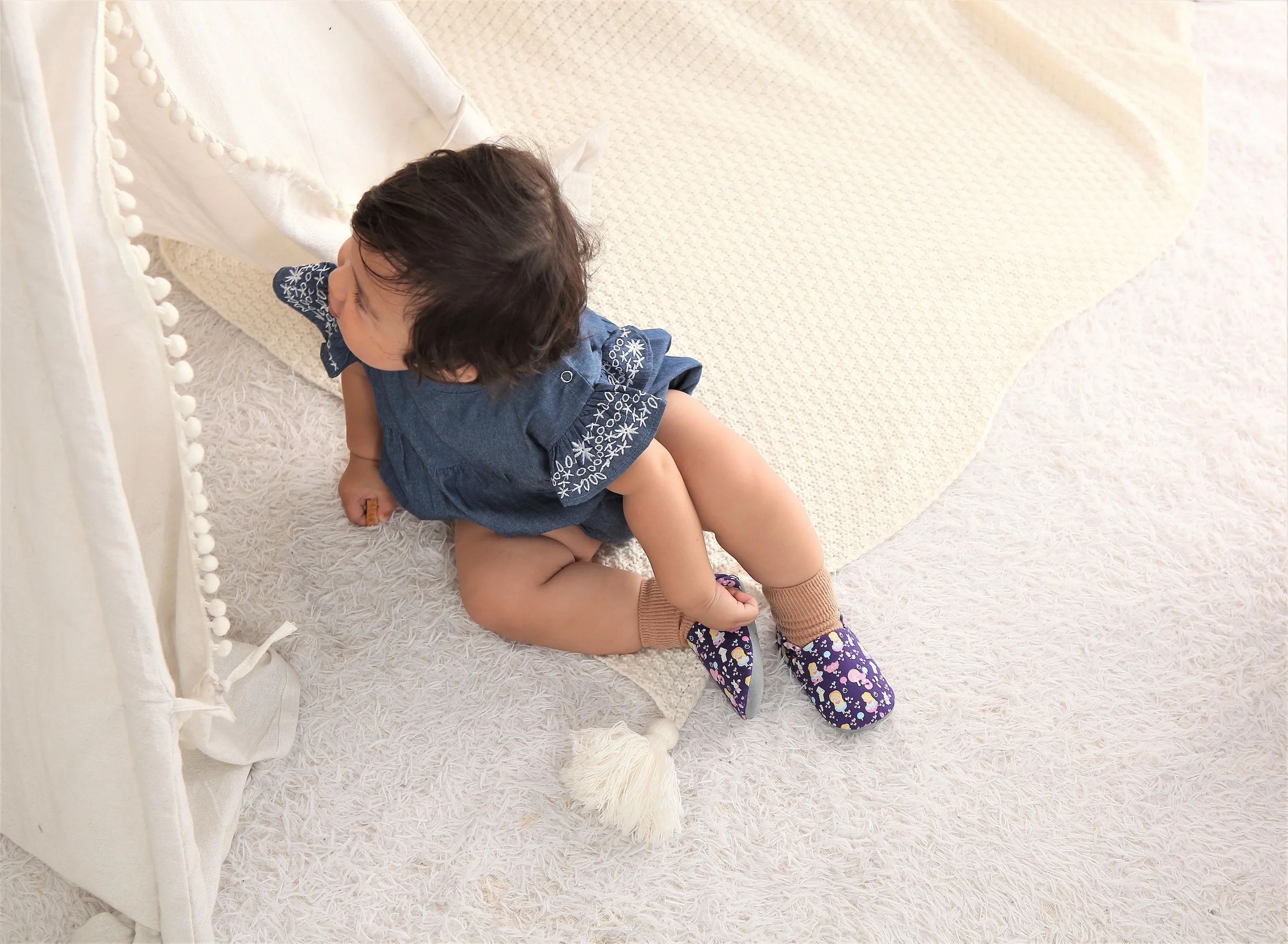 JplusJ Wonderland Purple Organic Baby Shoes 紫色"Wonderland"有機棉學步鞋