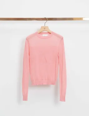 Long Sleeve Sheer Rib Crew Neck Pullover