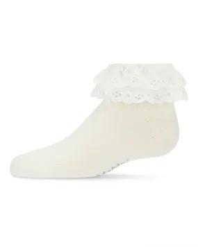 MeMoi Eyelet Lace Anklet Socks Winter White