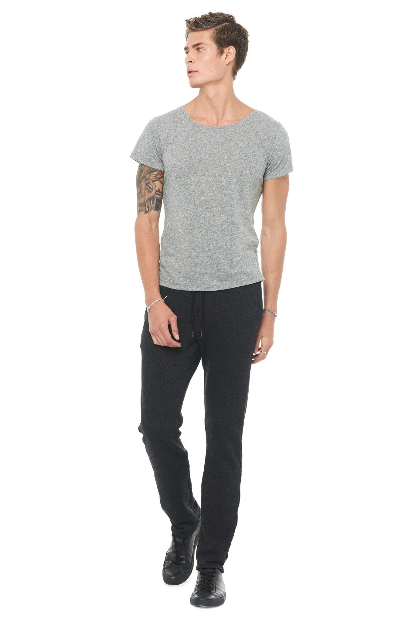 Men's Novelty Texture Wide Neck Tee