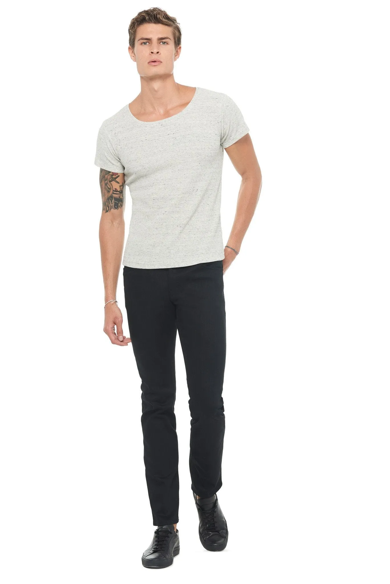 Men's Novelty Texture Wide Neck Tee