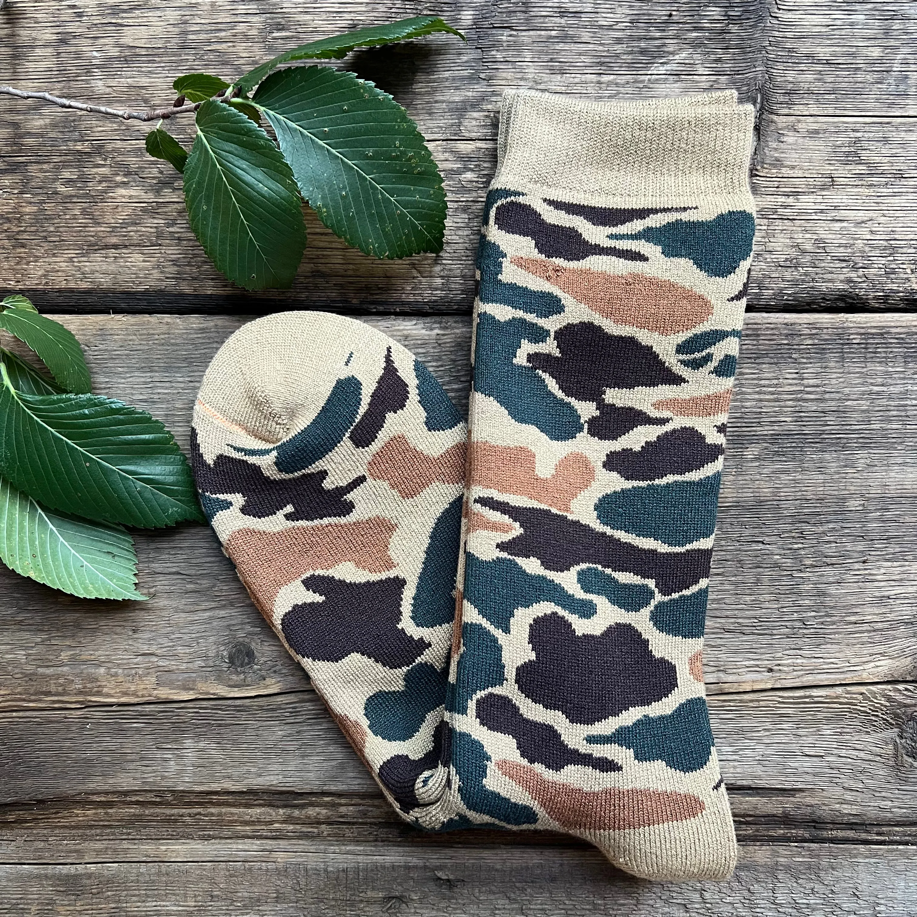 Pile Camo Crew Socks, Khaki