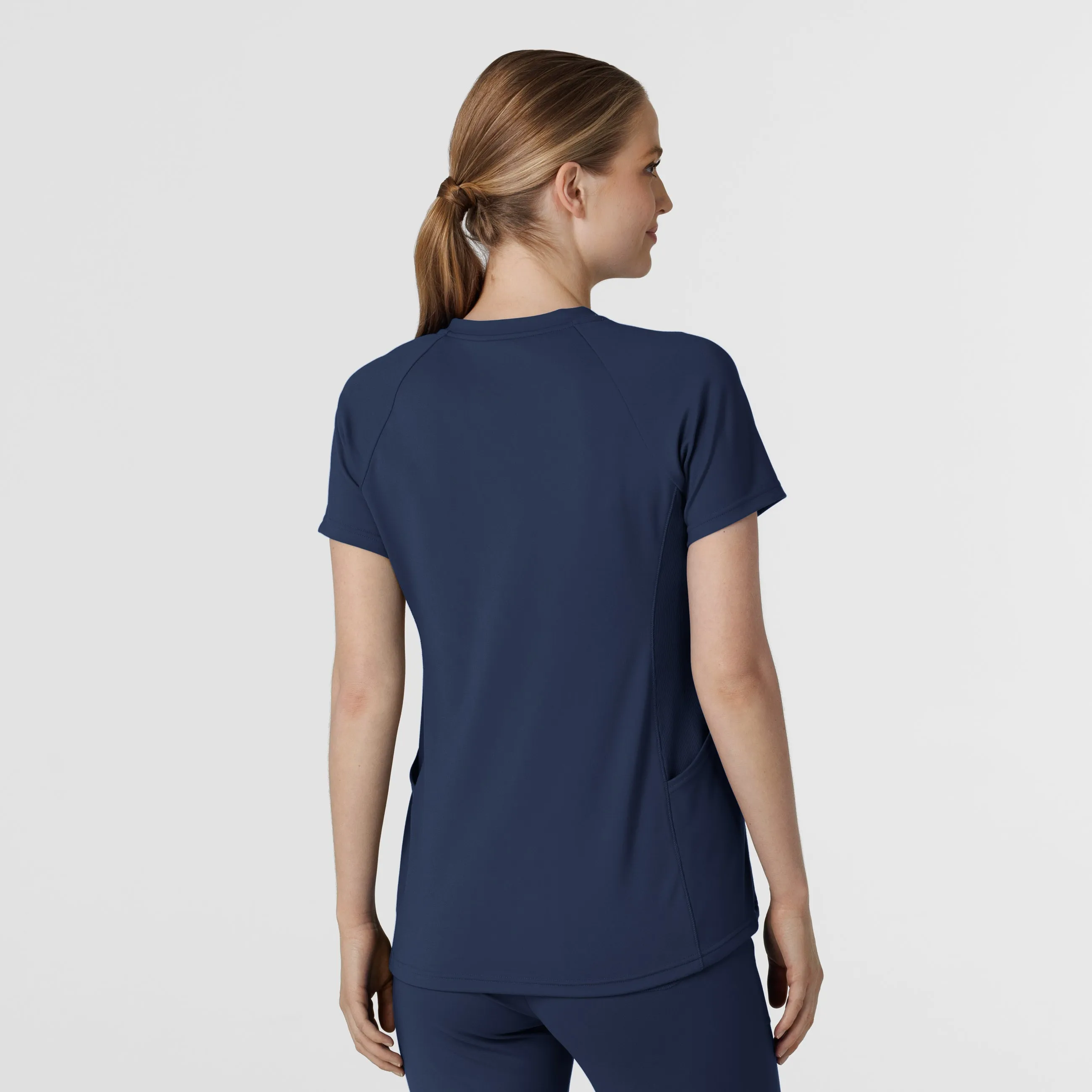 RENEW Knit Women's Flex-n-Reach V-Neck Raglan Scrub Top - Navy