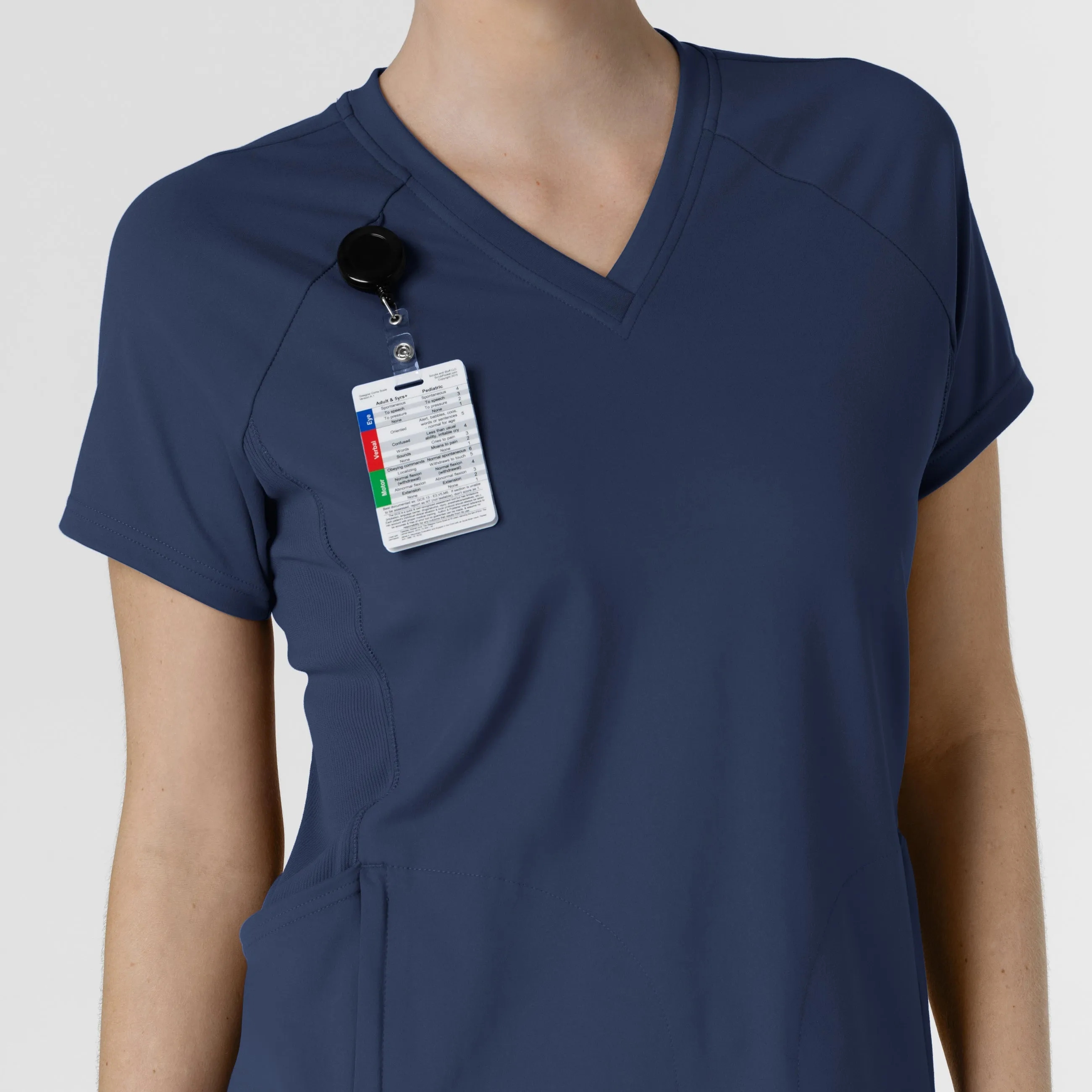 RENEW Knit Women's Flex-n-Reach V-Neck Raglan Scrub Top - Navy