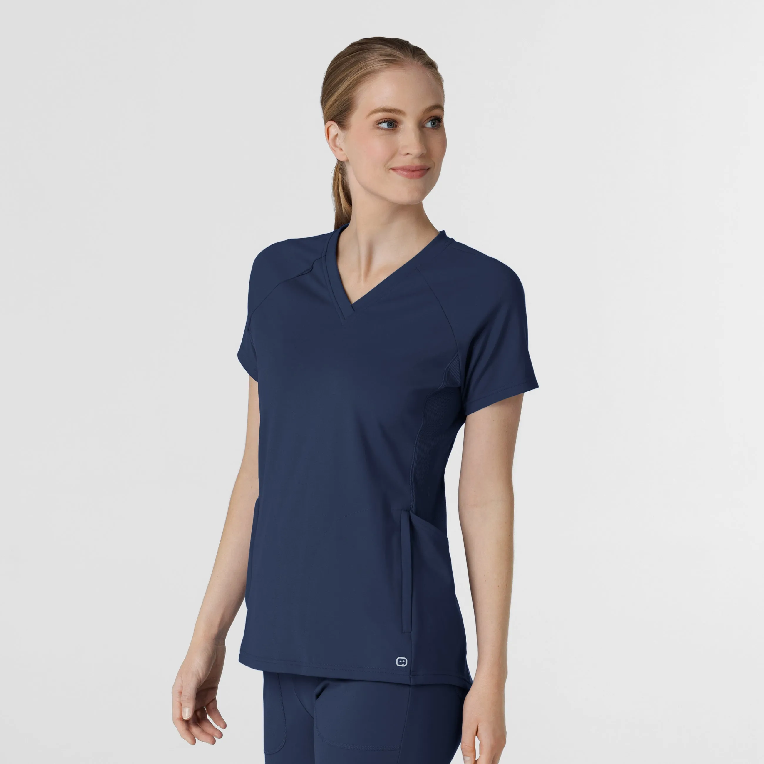 RENEW Knit Women's Flex-n-Reach V-Neck Raglan Scrub Top - Navy