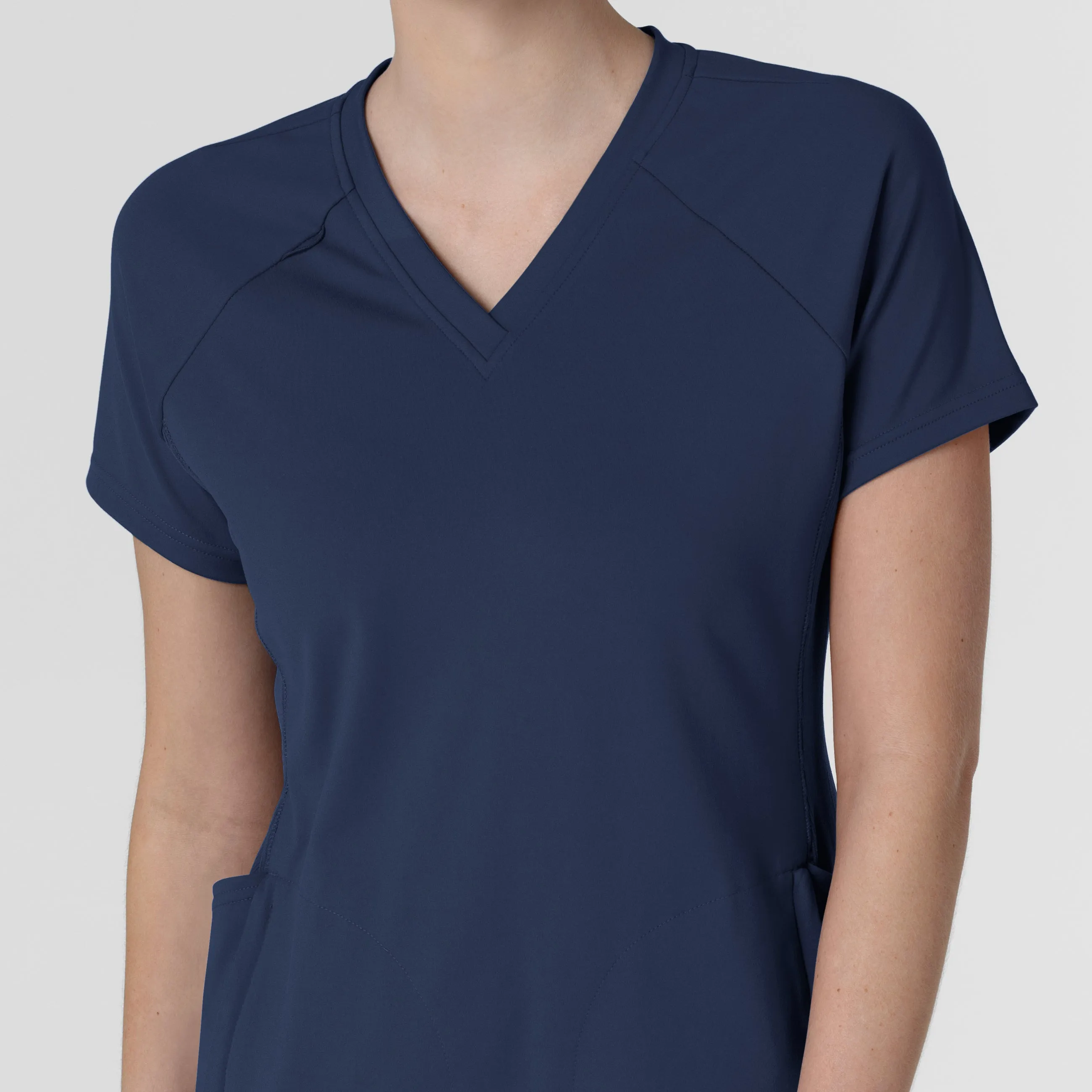 RENEW Knit Women's Flex-n-Reach V-Neck Raglan Scrub Top - Navy