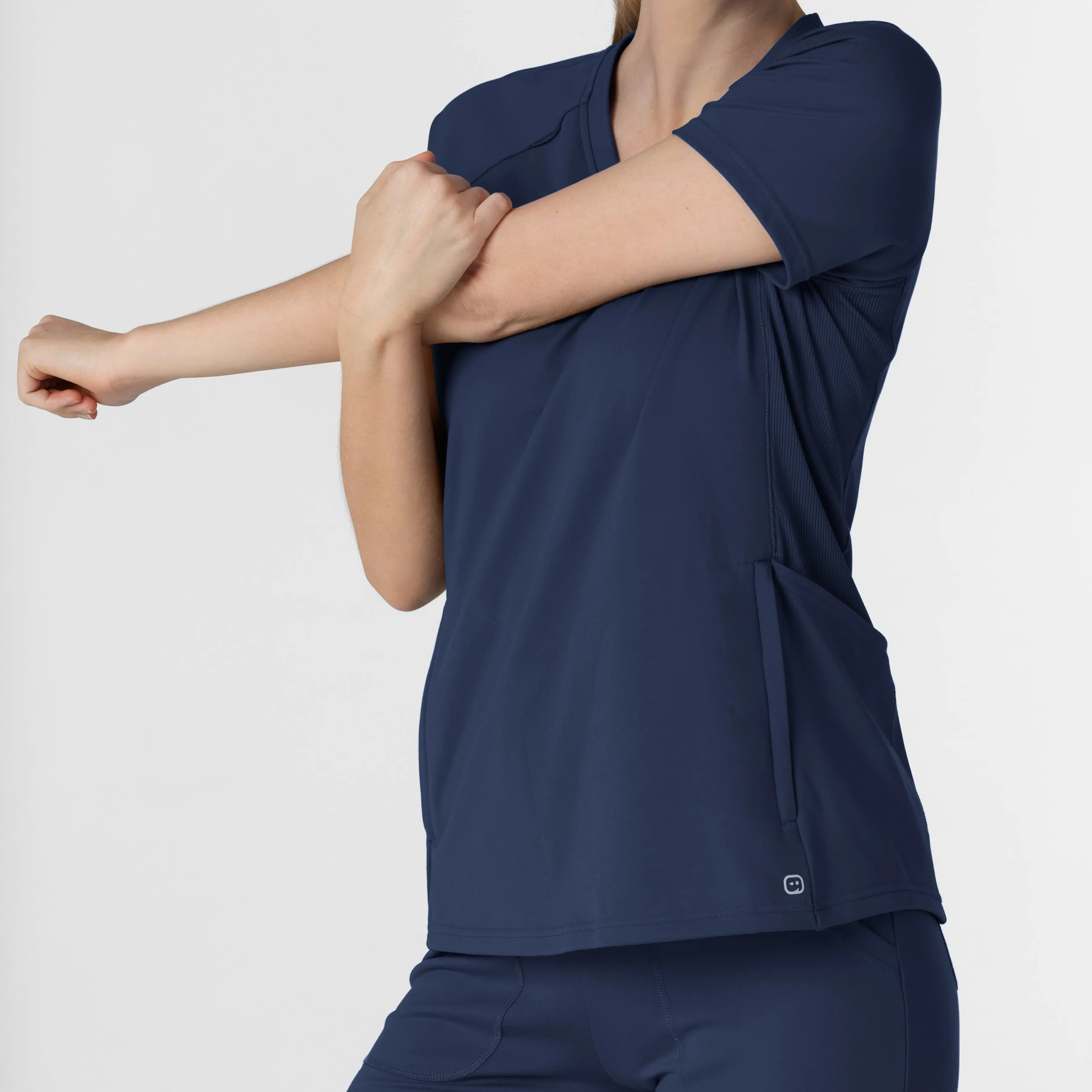 RENEW Knit Women's Flex-n-Reach V-Neck Raglan Scrub Top - Navy