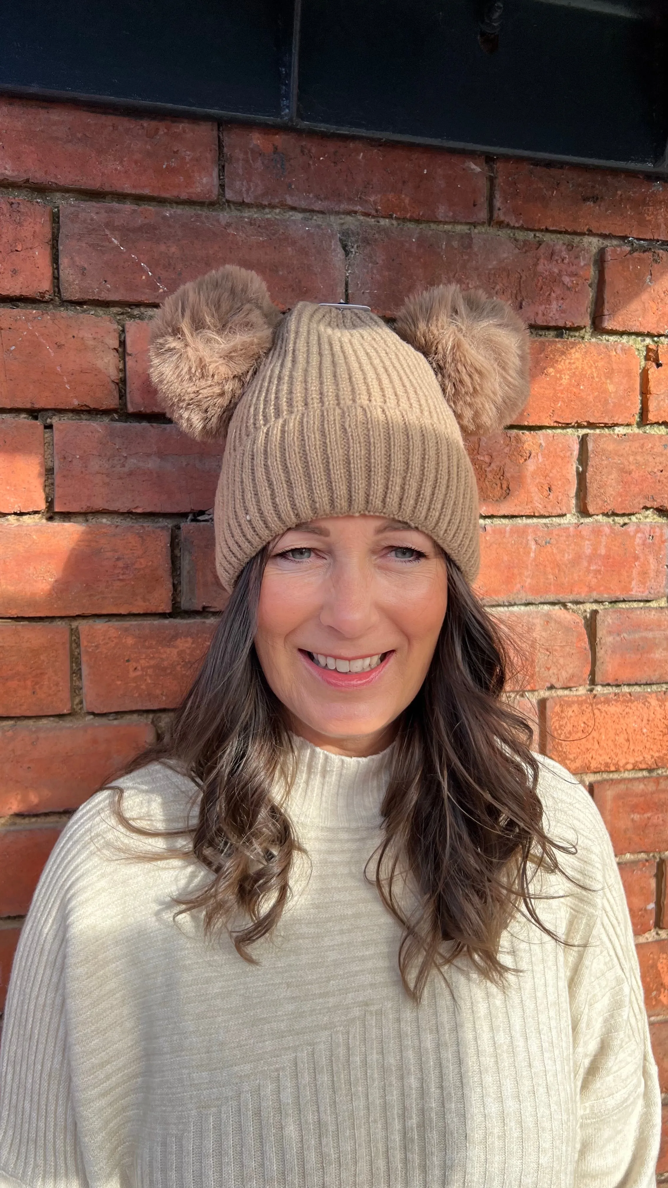 Ribbed Double Bobble Hat