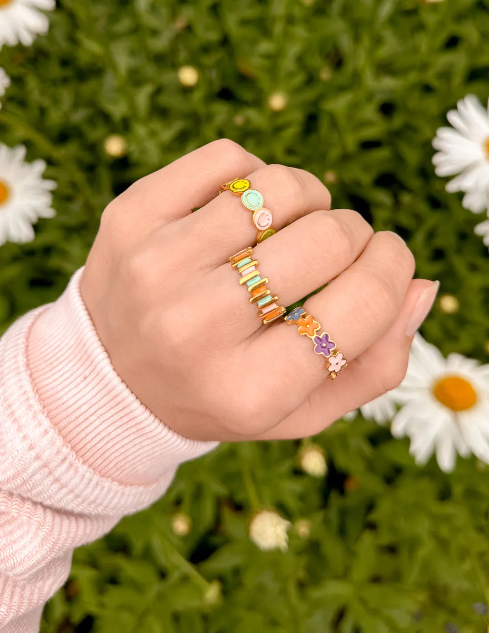 Smiley Enamel Ring