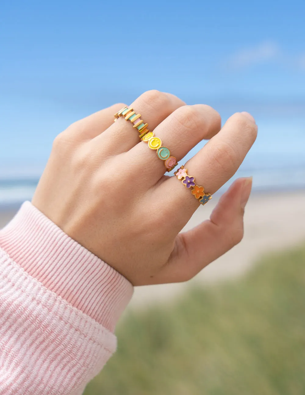 Smiley Enamel Ring