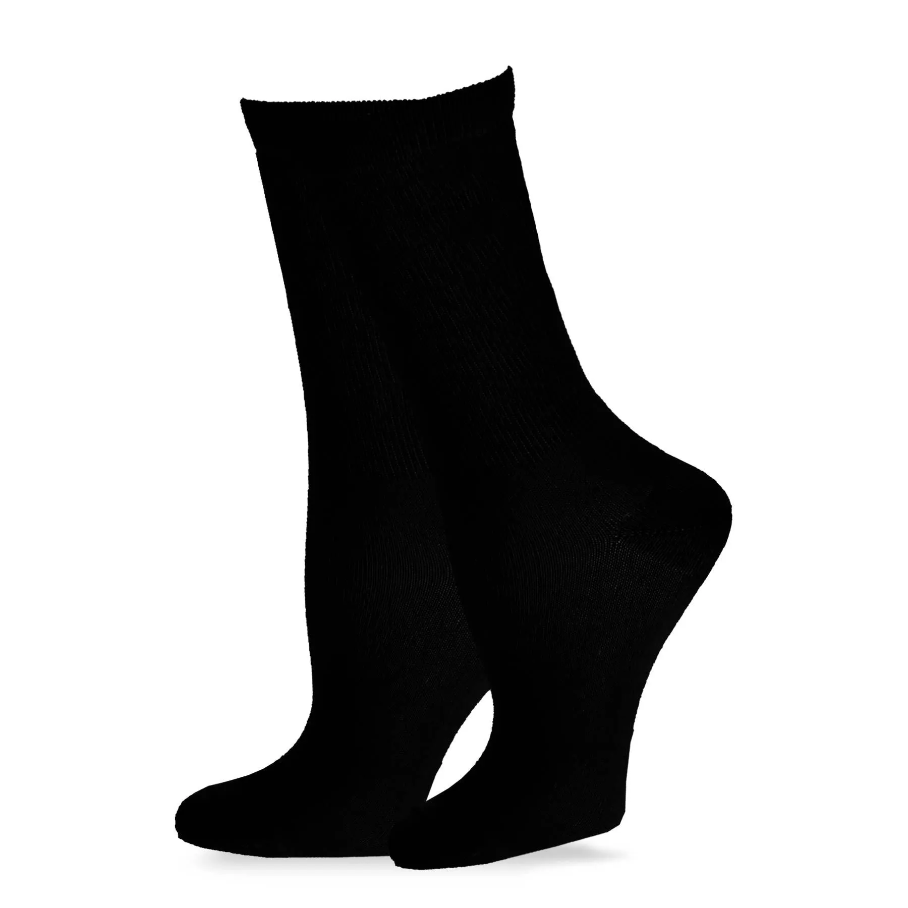 TeeHee Socks Women's Casual Polyester Crew Black 6-Pack (12240)