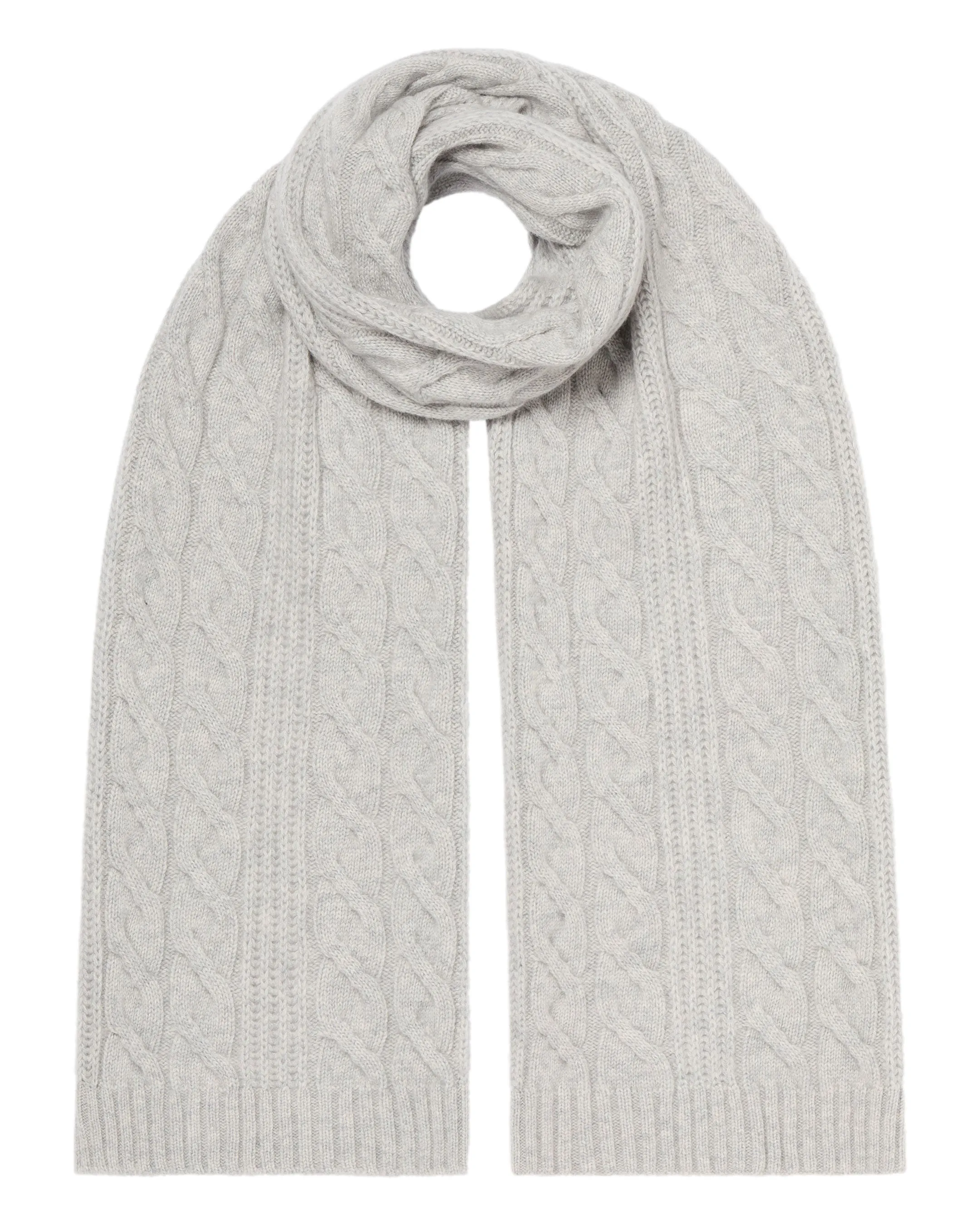 Unisex Cable Rib Cashmere Scarf Fumo Grey